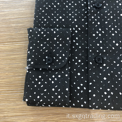 Camicia da uomo in spandex a maniche lunghe con stampa